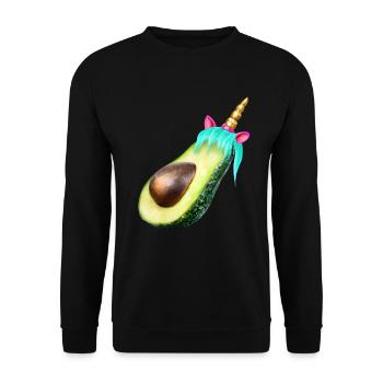 Glückliche Einhorn Avocado - Unisex Pullover - Schwarz - Vorne - Alina (178cm) & Michal (187cm)