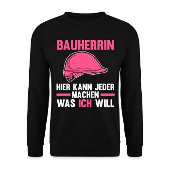 Bauherrin - Unisex Pullover - Schwarz - Vorne - Alina (178cm) & Michal (187cm)