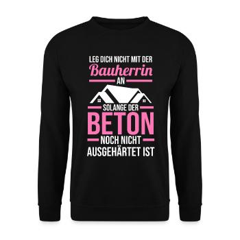 Bauherrin - Unisex Pullover - Schwarz - Vorne - Alina (178cm) & Michal (187cm)