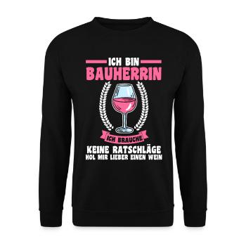 Bier Bauherrin - Unisex Pullover - Schwarz - Vorne - Alina (178cm) & Michal (187cm)