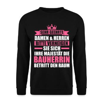 Bauherrin - Unisex Pullover - Schwarz - Vorne - Alina (178cm) & Michal (187cm)