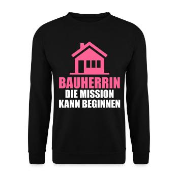 Bauherrin - Unisex Pullover - Schwarz - Vorne - Alina (178cm) & Michal (187cm)