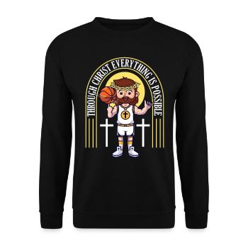 Chemise de basket-ball chrétien jesus christ basket-ball - Sweat-shirt Unisexe - noir - Devant - Alina (178cm) & Michal (187cm)