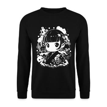 Cute anime design for anime fans and otakus - Unisex Sweatshirt - black - Front - Alina (178cm) & Michal (187cm)