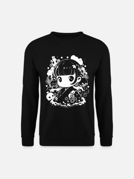 Süßes Anime Design für Anime-Fans und Otakus - Unisex Pullover - Schwarz