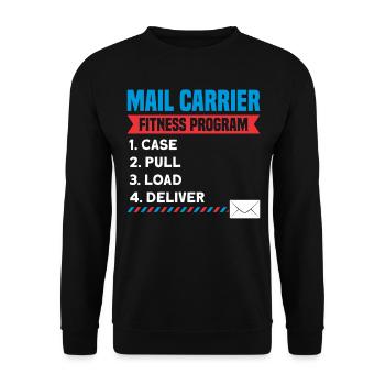Postbote Briefträger Brief Paketdienst Geschenk - Unisex Pullover - Schwarz - Vorne - Alina (178cm) & Michal (187cm)