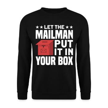Postbote Briefträger Brief Paketdienst Geschenk - Unisex Pullover - Schwarz - Vorne - Alina (178cm) & Michal (187cm)