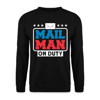 Postman Postman Letter Parcel Service Gift - Unisex Sweatshirt - black - Front - Alina (178cm) & Michal (187cm)