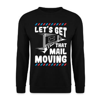 Postbote Briefträger Brief Paketdienst Geschenk - Unisex Pullover - Schwarz - Vorne - Alina (178cm) & Michal (187cm)