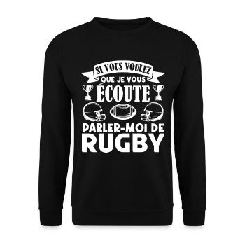 Rugbyman cadeau. Cadeau fan du rugby. joueur rugby - Sweat-shirt Unisexe - noir - Devant - Alina (178cm) & Michal (187cm)