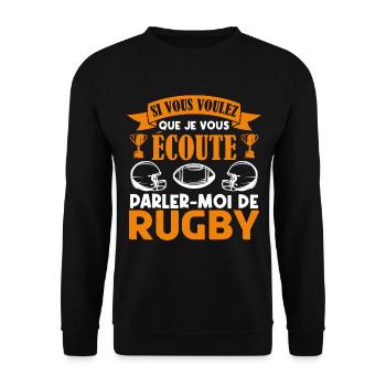 Rugbyman cadeau Cadeau fan du rugby. joueur rugby - Sweat-shirt Unisexe - noir - Devant - Alina (178cm) & Michal (187cm)
