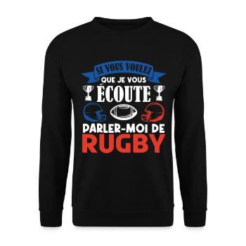 Rugbyman cadeau. Cadeau fan du rugby. joueur rugby - Sweat-shirt Unisexe - noir - Devant - Alina (178cm) & Michal (187cm)