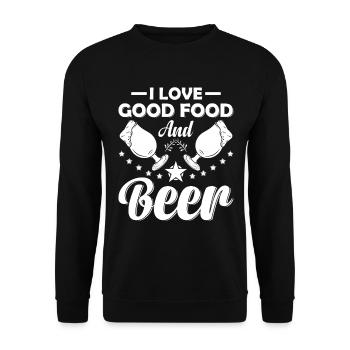 I Love Good Food And Beer Chef Cook Kitchen Cookin - Unisex Sweatshirt - black - Front - Alina (178cm) & Michal (187cm)