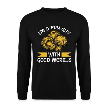 I'm A Fun Guy With Good Morels Foraging Mushroom - Unisex Pullover - Schwarz - Vorne - Alina (178cm) & Michal (187cm)