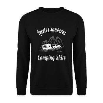 Letztes sauberes Campingshirt - Für Wohnwagen - Unisex Pullover - Schwarz - Vorne - Alina (178cm) & Michal (187cm)
