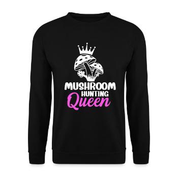 Chasse aux champignons Reine butinante Chasse aux champignons - Sweat-shirt Unisexe - noir - Devant - Alina (178cm) & Michal (187cm)