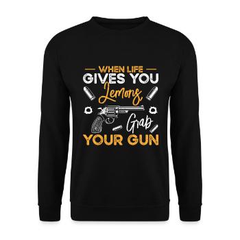 Guns Pistol Lover Gun Owner Shooting - Unisex Sweatshirt - black - Front - Alina (178cm) & Michal (187cm)