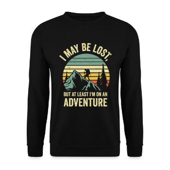 Wandern Camping Bergwanderer - Unisex Pullover - Schwarz - Vorne - Alina (178cm) & Michal (187cm)