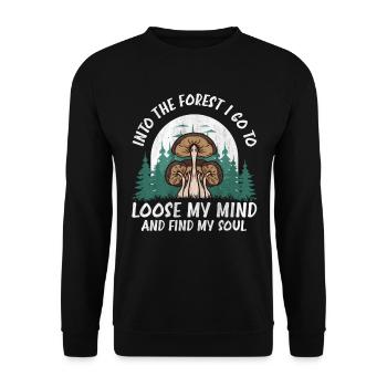 Into The Forest I Go Foraging Mushroom Hunting - Unisex Pullover - Schwarz - Vorne - Alina (178cm) & Michal (187cm)