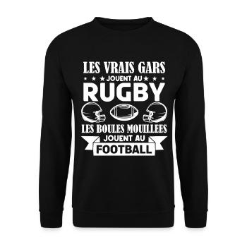 Cadeau rugbyman, cadeau Fan de rugby.Rugby. - Sweat-shirt Unisexe - noir - Devant - Alina (178cm) & Michal (187cm)