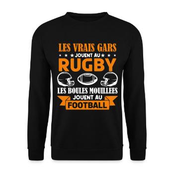 Cadeau rugbyman, cadeau Fan de rugby.Rugby. - Sweat-shirt Unisexe - noir - Devant - Alina (178cm) & Michal (187cm)