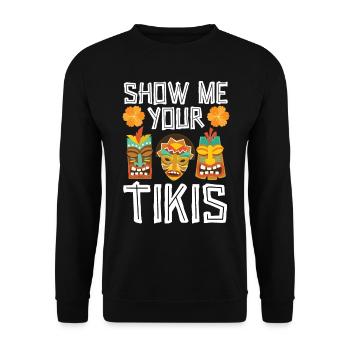 Montrez-moi votre Tikis Hawaiian Luau Party Tiki - Sweat-shirt Unisexe - noir - Devant - Alina (178cm) & Michal (187cm)