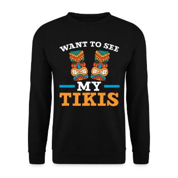 Voulez-vous voir mes tikis? Luau-pa hawaïen - Sweat-shirt Unisexe - noir - Devant - Alina (178cm) & Michal (187cm)