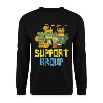 Support Group Hawaiian Luau Party Tiki Ba - Unisex Sweatshirt - black - Front - Alina (178cm) & Michal (187cm)