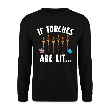 When Torches Burn Hawaiian Luau Party Tiki - Unisex Sweatshirt - black - Front - Alina (178cm) & Michal (187cm)