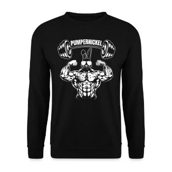 Pumpernickel Hase Powerlifting Gewichtheben - Unisex Pullover - Schwarz - Vorne - Alina (178cm) & Michal (187cm)