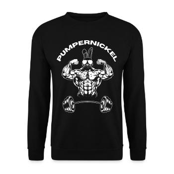 Pumpernickel Hase Powerlifting Gewichtheben - Unisex Pullover - Schwarz - Vorne - Alina (178cm) & Michal (187cm)