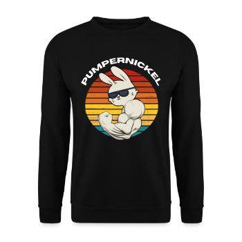Pumpernickel Hase Powerlifting Gewichtheben - Unisex Pullover - Schwarz - Vorne - Alina (178cm) & Michal (187cm)