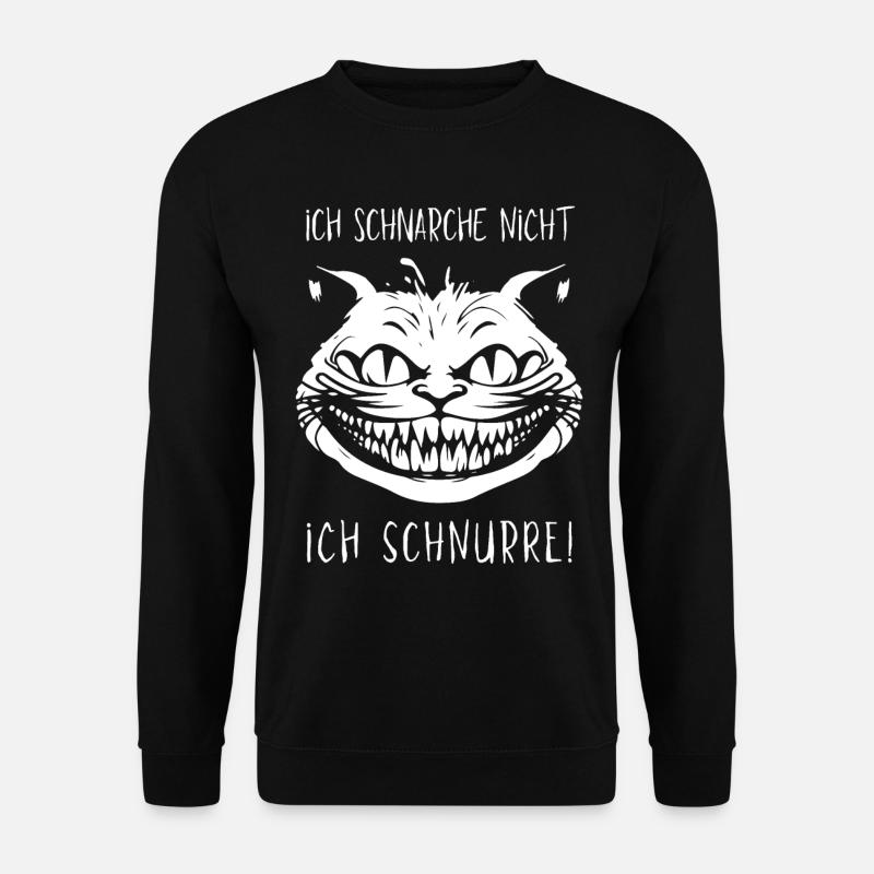 Ich schnarche nicht, Ich schnurre - Grinsekatze - Unisex Pullover - Schwarz