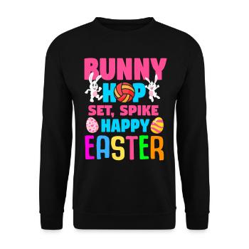 Ostern Volleyball Hase Ferien Kaninchen Sport - Unisex Pullover - Schwarz - Vorne - Alina (178cm) & Michal (187cm)