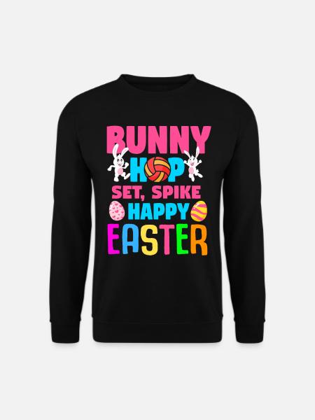 Ostern Volleyball Hase Ferien Kaninchen Sport - Unisex Pullover - Schwarz