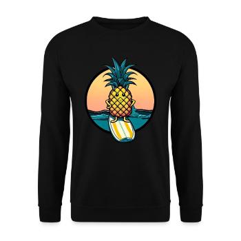 Ananas kawaii au coucher du soleil - Sweat-shirt Unisexe - noir - Devant - Alina (178cm) & Michal (187cm)