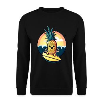 Ananas kawaii au coucher du soleil - Sweat-shirt Unisexe - noir - Devant - Alina (178cm) & Michal (187cm)