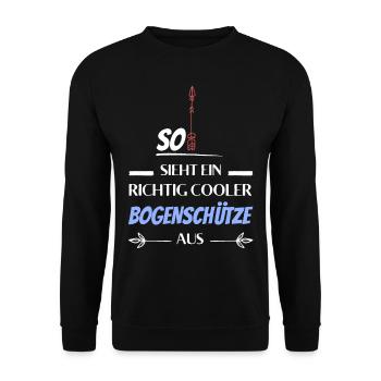 So sieht ein richtig cooler Bogenschütze aus - Unisex Pullover - Schwarz - Vorne - Alina (178cm) & Michal (187cm)