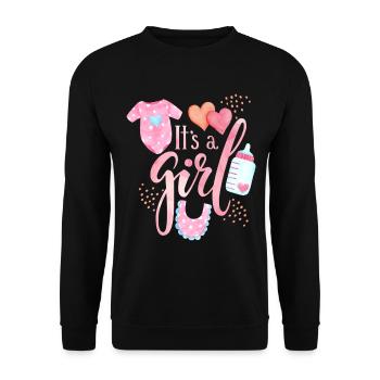 Baby Spruch, cute baby-girl, Kawaii-Baby - Unisex Pullover - Schwarz - Vorne - Alina (178cm) & Michal (187cm)