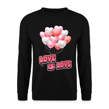Valentinstag mit Luftballons Herzen, Love-Is-Love - Unisex Pullover - Schwarz - Vorne - Alina (178cm) & Michal (187cm)