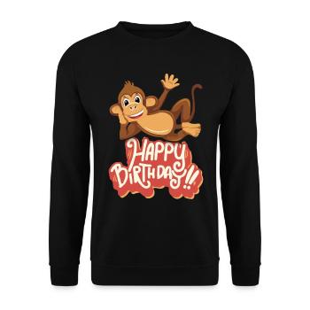 joyeux anniversaire, singe drôle, anniversaire disant - Sweat-shirt Unisexe - noir - Devant - Alina (178cm) & Michal (187cm)