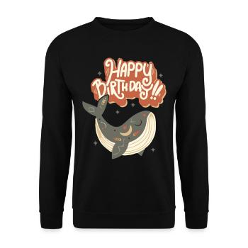 Joyeux anniversaire drôle de baleine Dire - Sweat-shirt Unisexe - noir - Devant - Alina (178cm) & Michal (187cm)