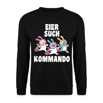 Osterhase Hase Ostern - Unisex Pullover - Schwarz - Vorne - Alina (178cm) & Michal (187cm)