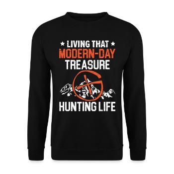 The modern life of a treasure hunter - Unisex Sweatshirt - black - Front - Alina (178cm) & Michal (187cm)