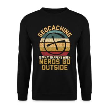 Geocaching is what happens when nerds are looking for - Unisex Sweatshirt - black - Front - Alina (178cm) & Michal (187cm)