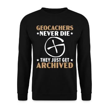 Les géocacheurs ne meurent jamais, ils sont seulement archivés - Sweat-shirt Unisexe - noir - Devant - Alina (178cm) & Michal (187cm)
