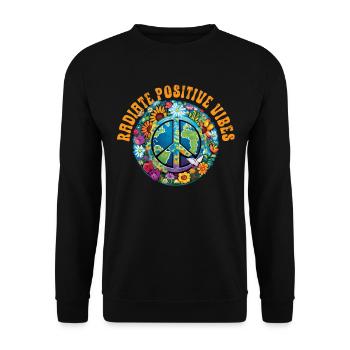 Hippie Peace Zeichen Frieden Blumen Blumenkind - Unisex Pullover - Schwarz - Vorne - Alina (178cm) & Michal (187cm)