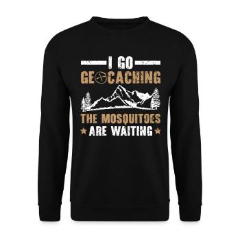 I'm going geocaching The mosquitoes are already waiting - Unisex Sweatshirt - black - Front - Alina (178cm) & Michal (187cm)