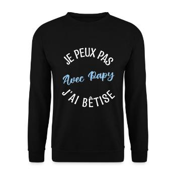 Cadeau Papy, Cadeau grand-père. papi de l'année. - Sweat-shirt Unisexe - noir - Devant - Alina (178cm) & Michal (187cm)