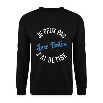 Cadeau Tonton, cadeau oncle, tonton de l'année. - Sweat-shirt Unisexe - noir - Devant - Alina (178cm) & Michal (187cm)